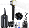 SRNPMIU Portable Camping Shower 8000mAh Rechargeable Outdoor Electric Shower Pump Shower Head with LED Display 3 Spray Mode IPX7 Waterproof Shower Kit for Camp Hiking Car WashingTravel