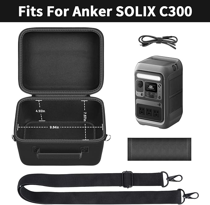 ANKHOH Case for Anker SOLIX C300 Portable Power Station Battery Solar Generator Storage Holder for Charging Cable and Accessories?Box Only (for Anker SOLIX C300)