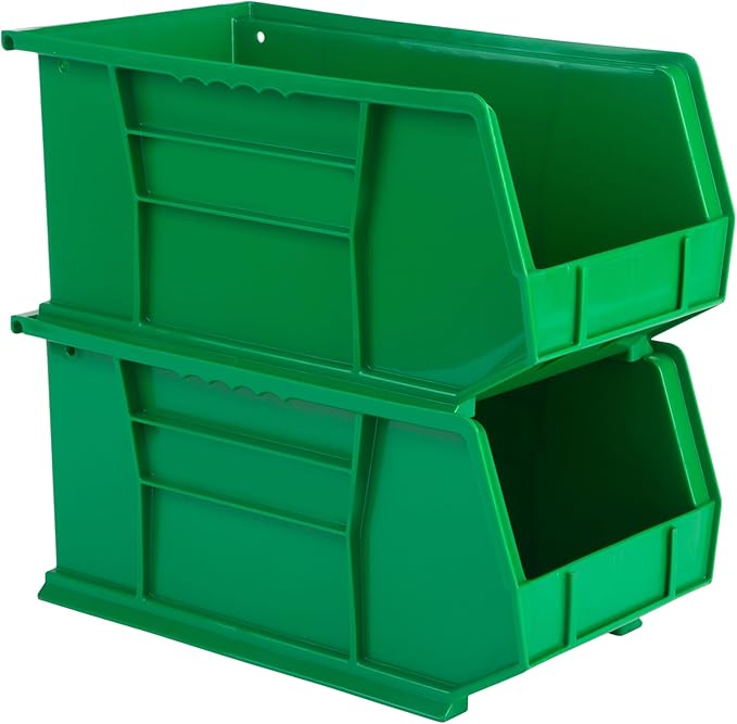 Hudson Exchange 15 x 8 x 7 Plastic Stackable Storage Bin and Hanging Container Green