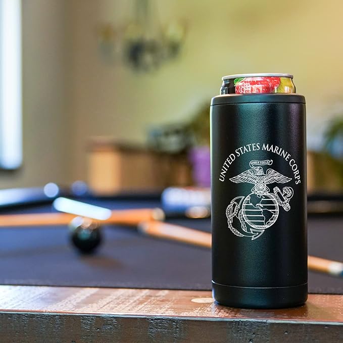 USMC Slim Can Cooler for Beer &amp Seltzer | Insulated Marine Corps Can Cooler