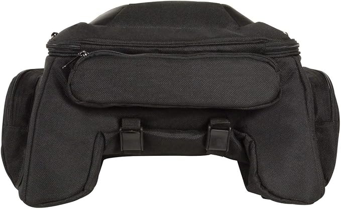 Milwaukee Leather MP8105 Large Black Textile Motorcycle Back Rack Sissy Bar Bag with 4 Outer Pockets - Large