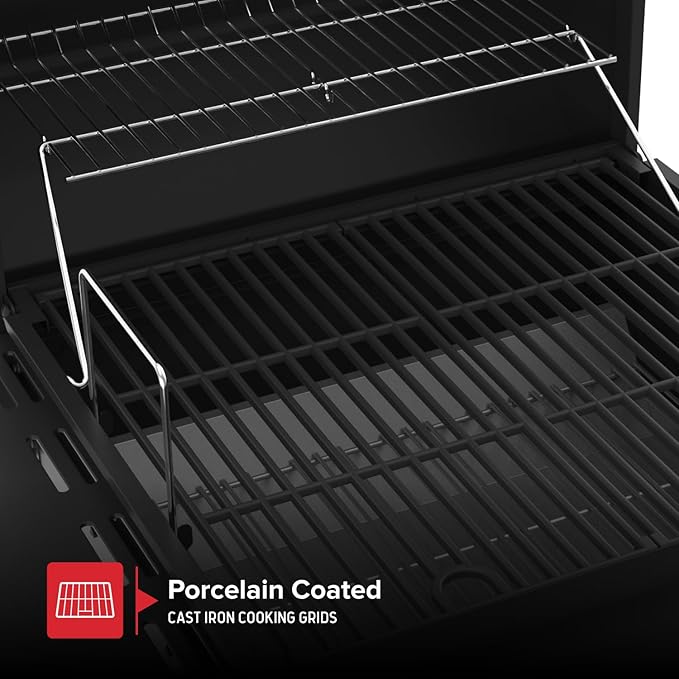 Nexgrill 22 Barrel Charcoal Grill with Side Shelf 550 SQ In Cooking Space Adjustable Chimney Air Dampers Temperature Gauge Warming Rack Smoker Grill for Camping Picnics and More - 810-0025