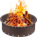 36 Inch Fire Pit Ring Large Outdoor Campfire Pit for Patio Backyard Garden Smokeless Steel Firepit with Air Vent for Efficient Burning &amp Anti-Rust Coating Brown Steel