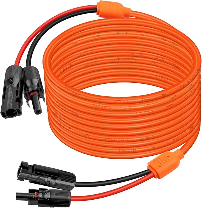 XRDS -RF Solar Extension Cable 75FT 14AWG Tinned Copper with Solar Panel Connectors 10AWG Red &amp Black Branch Wires Heavy Duty Outdoor Power Cord for RV Inverter Generator Off-Grid System