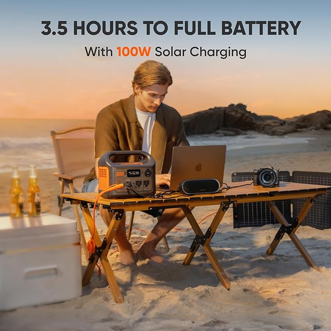 Jackery Solar Generator 300 292Wh Backup LiFePO4 Battery with 1XSolar Panel SolarSaga 100W Air 300W Pure Sine Wave AC Outlet for RV Outdoors Camping Travel Blackout