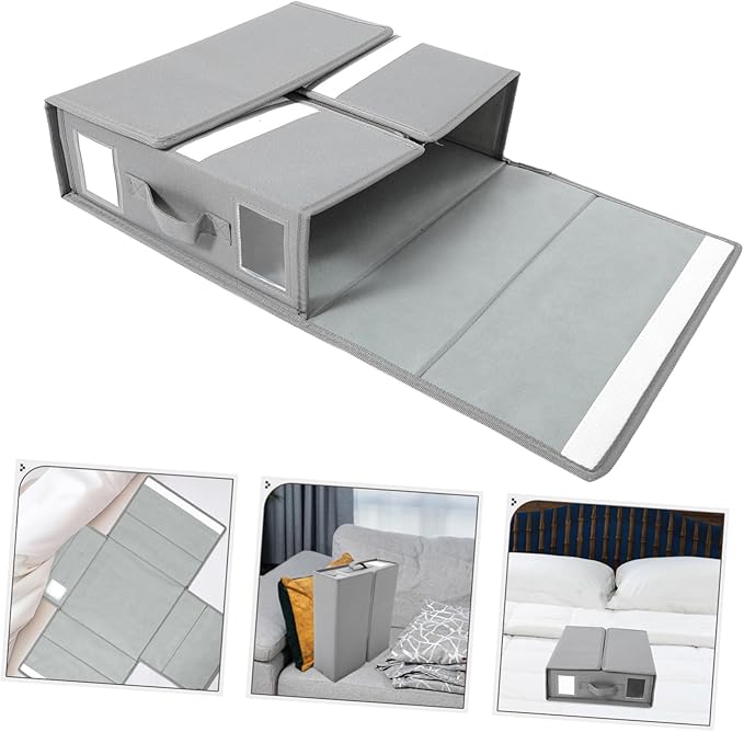 Luxshiny Bedding Sheet Blanket Storage Bin Multipurpose Foldable Organizer Window Easy Access to Your Items Wardrobe Closet