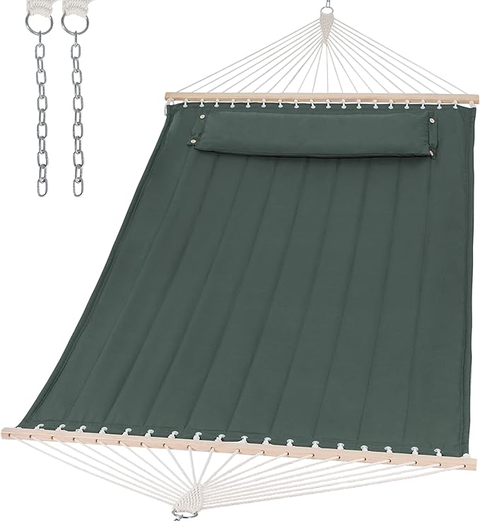 SUNCREAT Hammocks Replacement Hammock for Stand 475 lbs Capacity Two Person Backyard Hammock for Outside Green Gray