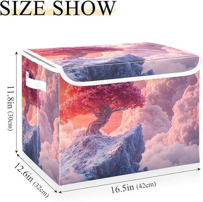 Storage Cube with Lid Fantastic Tree Print 16.5×12.6×11.8 IN 1 Pack Collapsible Large Capacity Foldable Storage Basket Bin Organizer