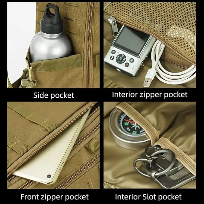 Outdoot Tactical Camping Backpack Large Molle Storage Hiking Trekking Fishing Bag Men Travel Rucksack(Black)