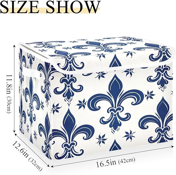 Storage Baskets with Lids Mardi Gras Collapsible Bins Stackable Fabric Linen Baskets Closet Organizer Container for Decorations 16.5x12.6x11.8