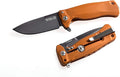 Lion Steel SR22A Sleipner Frame Lock Folding Pocket Knife - Machined Aluminum Handle IKBS Ball Bearing System Dual Carry Clip (Orange Handle Black Blade) one Size
