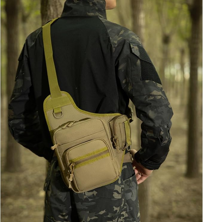 Cycling Bag for Men Outdoor Camping Storage Pouch Waterproof Mini Crossbody Bag for Tools and Essentials(Khaki)