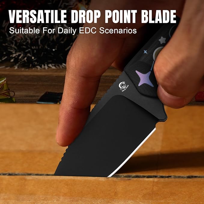 Kizer Beaver Fixed Blade Knife with Sheath 2.75 D2 Blade EDC Fixed Blade Camping Knife with Black G10 Handle Small Bushcraft Survival Knives Outdoor Hunting Knives for Men Women 1078MC1