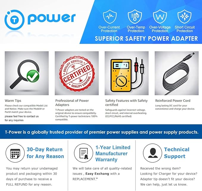 T POWER 16V Ac Dc Adapter for Goal Zero Yeti Lithium 400 1250 1000 1400 3000 Sherpa 50 Yeti 150 Portable Lithium 16V24V Max Power Station Ac Dc Adapter Power Supply