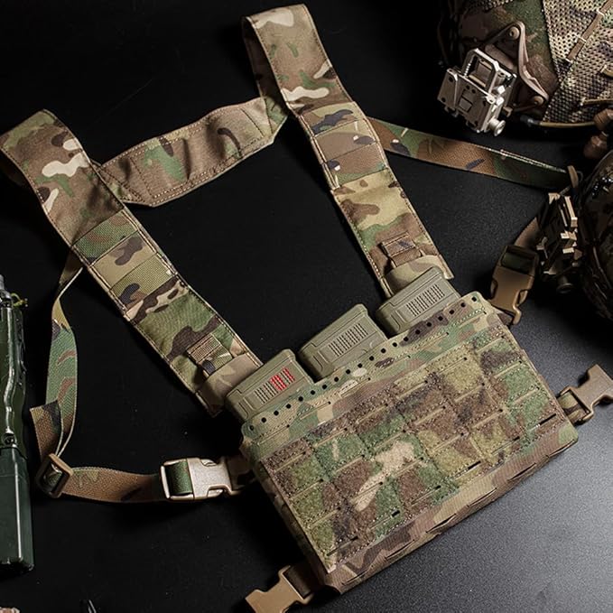 Tactical Pouches Chest Pack with Triple Magazine InsertMOLLE Chest Rig with Placard Hook Loop