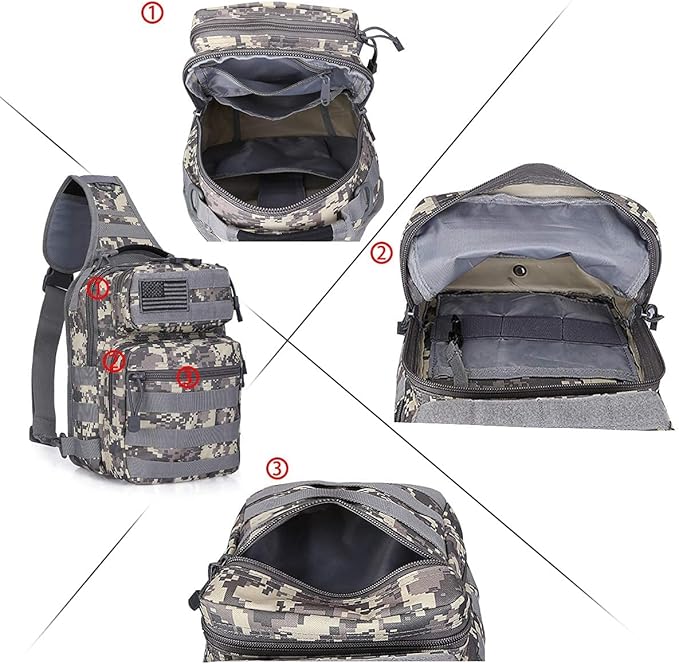 G4Free Tactical Sling Military Shoulder Backpack EDC Assault Range Bag and Tactical Sling Bag Military Rover Shoulder Sling Pack Molle EDC Chest Pack
