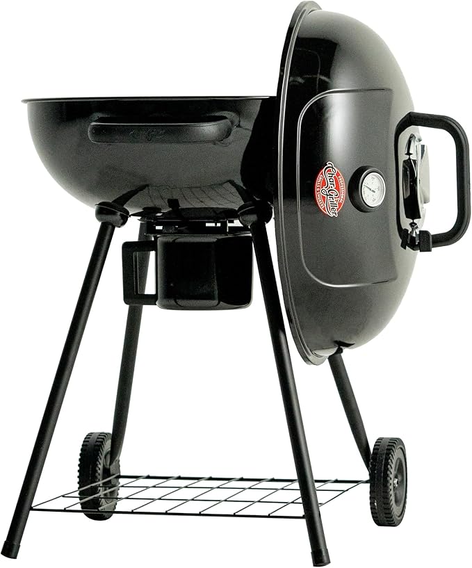 Char-Griller CG30040725 22-inch Kettle Charcoal Grill and Smoker - Steel Black - 363 sq. in. Cooking Area