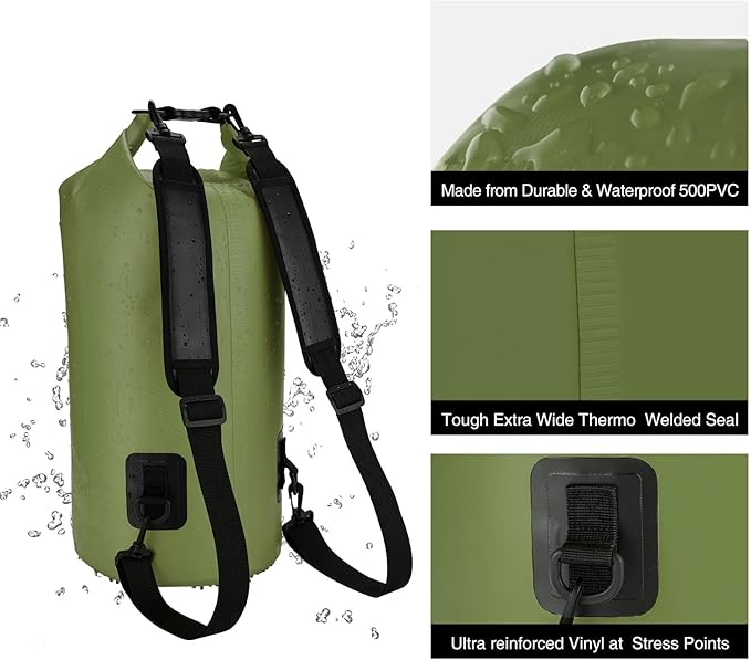 Piscifun Dry Bag Waterproof Floating Backpack 10L/20L/30L/40L with Waterproof Phone Case for Boating Kayaking Fishing