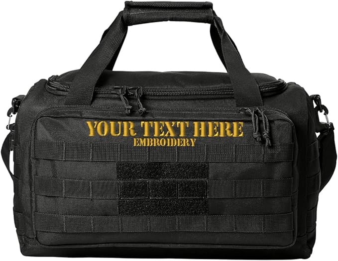 Tactical Gear bag Heavy Duty Duffel Gym bag/Tactical Backpack Custom Embroidered with your own text (Black)
