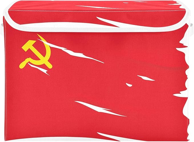 Soviet Union Flag Union Of Soviet Socialist Republics National Storage Box with Lid Foldable Organizing Bins Clothing