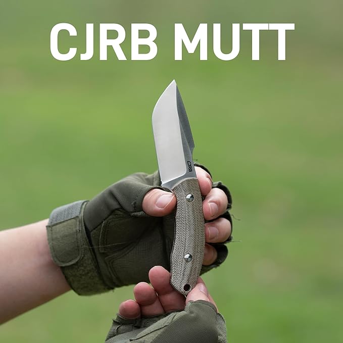 CJRB Mutt Fixed Blade Knife with Sheath 3.18 AR-RPM9 Steel Blade with Micarta Handle Camping Hiking Survival Knife for Men Women J1958 Green