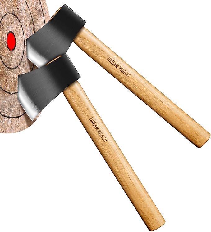 Dream Reach Throwing Axe Set - 2 PCS Hand Forged Throwing Hatchet 15.7 Professional Throwing Game Axe for Backyard Competition Recreation