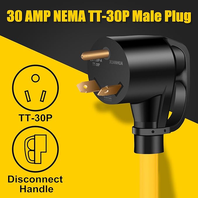 30 AMP Generator Transfer Switch Adapter Cord Heavy Duty STW 10 Gauge NEMA TT-30P Male to L14-30R Female 3 Prong to 4 Prong Generator Adapter Plug Twist Lock to House Inlet Box (10FT)