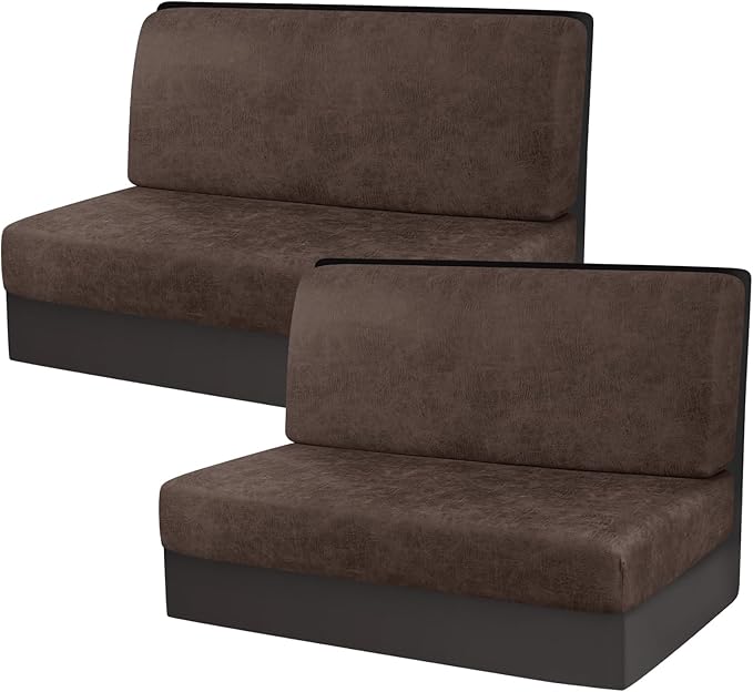 KRFOONN Stretch RV Dinette Cushion Covers Leather Look Camper Cushions Covers Replacement Couch Cushion Slipcovers Loveseat Slipcovers for Travel Trailer Couch (2 Backrest Cover &amp 2 Bench Cover T