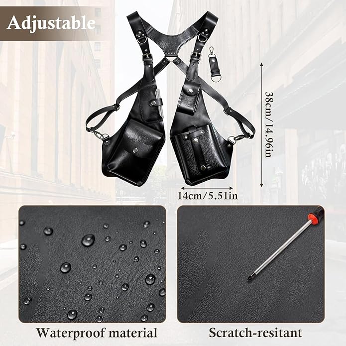 Double Shoulder Bag Adjustable Tactical Armpit Pouch for Men Anti-Theft Underarm Leather Wallet Pocket Holster
