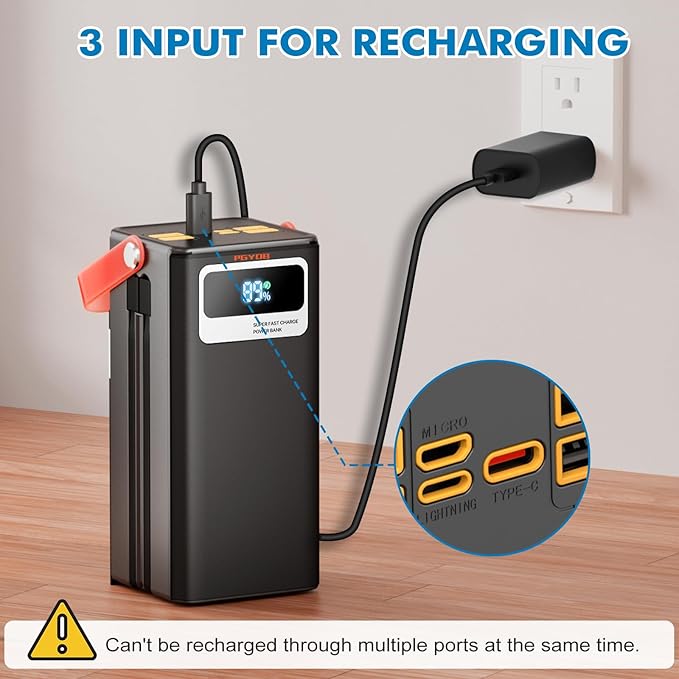 Portable Power Station 27000mAh Outdoor Generator with Built in Cable Portable Power Bank Backup Battery for Phone Charge Travel Home use Camping RV Trip