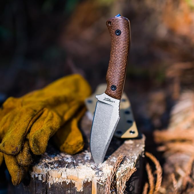 Spark Fixed Blade Knife with Sheath Micarita Handle Full Tang Outdoor Hunting Camping Survival Knife (Brown Micarita Handle)