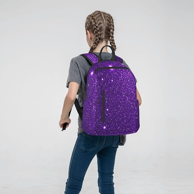 Backpack Travel or Work Bookbag purple Glitter Sparkle texture Laptop Daypacks