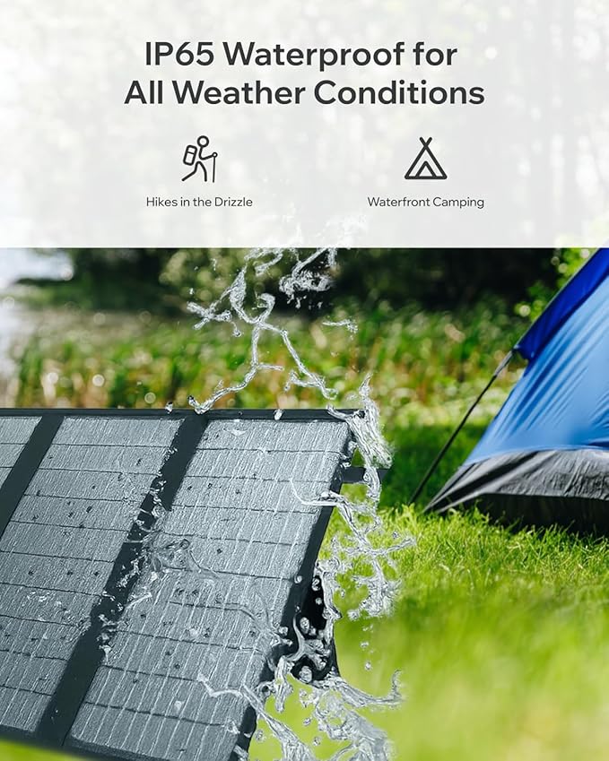200W Solar Panel 12-Fold Portable Solar Charger with Adjustable Kickstand IP65 Waterproof Solar Panel Kit for Camping RV Outdoor Home Emergency &amp Off-Grid Use