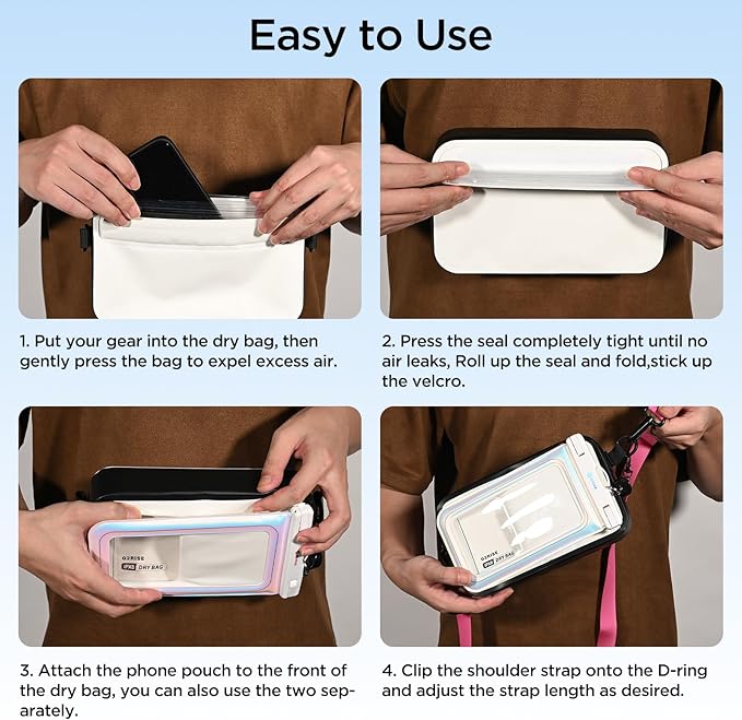 G2RISE Waterproof Dry Bag with Phone pouchWaterproof Fanny Pack Water Repellent Waist Packs Crossbody Bags Sling Bag with Adjustable Strap for Men Women Girls