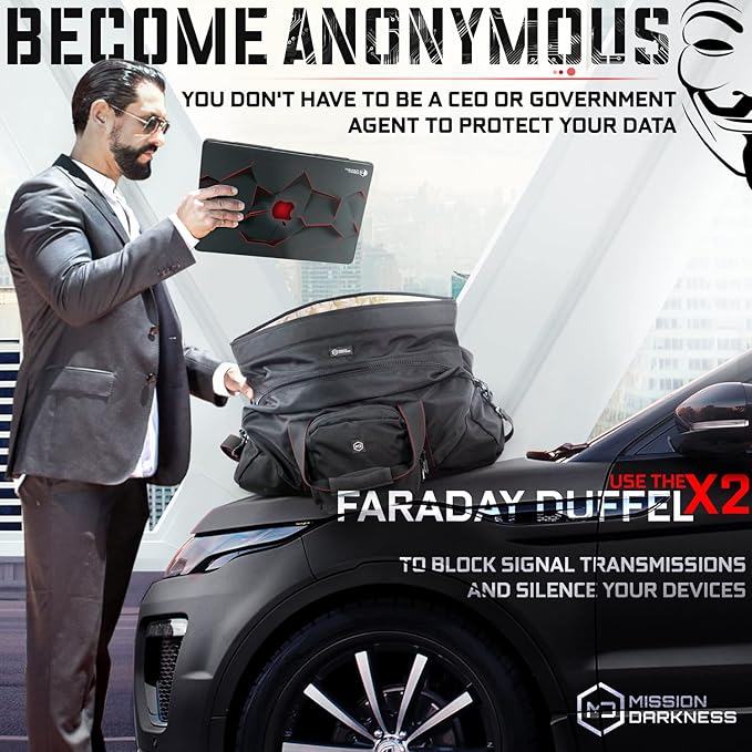 Mission Darkness X2 Faraday Duffel Bag + Detachable MOLLE Faraday Pouch (Gen 2) // Military-Grade RF Shielding for Large Electronics &amp Mobile Devices // Digital Forensics Signal Isolation Data Pri