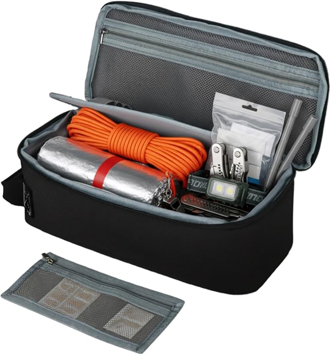 LAKE OF FIRE 12.6 Small Tool Bag Pouch for Men with Multiple Pockets Waterproof Heavy Duty Tool Bag Organizer with Zipper and Portable Handle (Black)