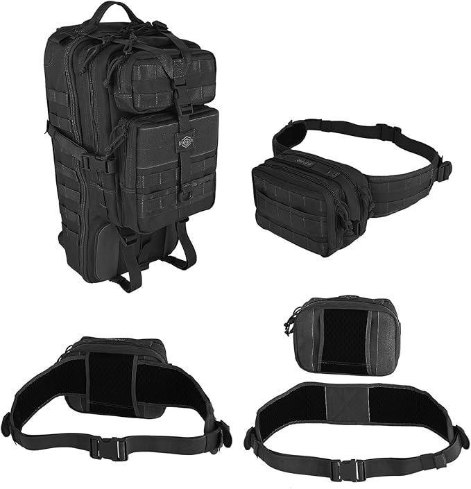 MAXPEDITION Gyrfalcon Backpack (Black) 36L Tactical Backpack with Detachable Waist Pack MOLLE Internal Frame Rucksack Military Survival Pack Bug Out Bag PT1054B