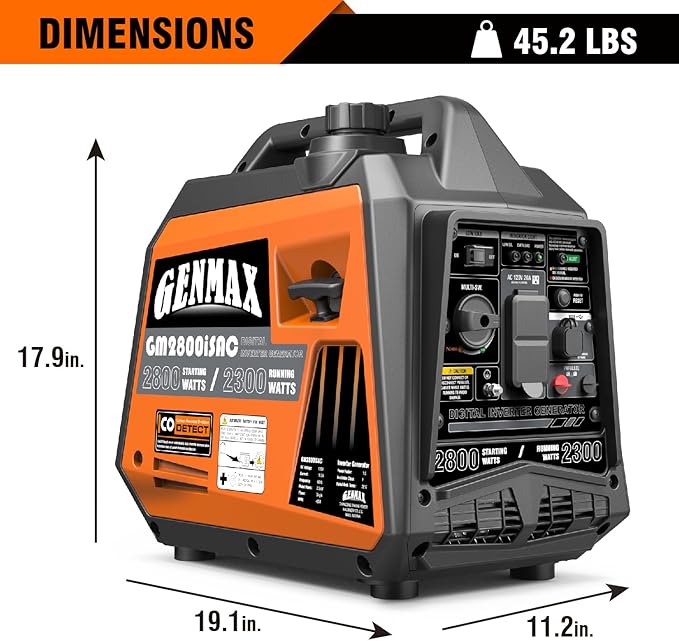 GENMAX GeneratorEPA Compliant Eco-Mode Feature Ultra Lightweight for Backup Home Use &amp Camping