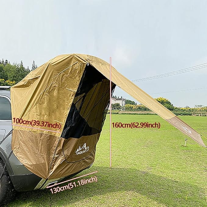 Car Trunk SUV Awning Sun Shelter Camping SUV Rear Tent with Windproof Rope Portable Tent Car Canopy Tailgate Tents for Minivan Hatchback Family Outdoor Travel(Brown)