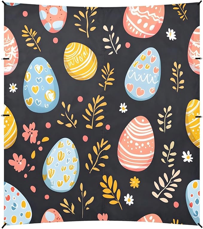 Easter Colorful Eggs Beach Tent Sun Shelter Set UPF50+ UV Protection 10.5 x 9.19 FT Camping Shade Canopy with Sandbags Sand Anchors Carrying Bag and Others