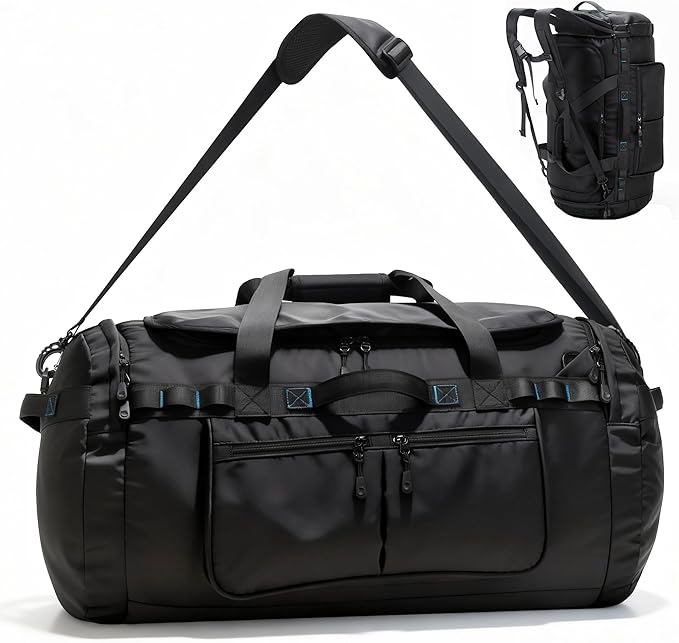 Large Travel Duffle Backpack for Men Women with Straps 45L/60L/90L Waterproof Gym Duffel Bag with Shoes Compartment for Hiking Camping Gym Overnight (90L)
