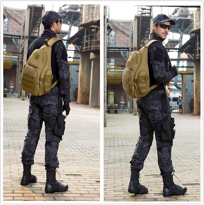 UNISTRENGH Tactical Military Sling Chest Daypack Crossbody MOLLE Laptop Backpack Large Shoulder Duffel Bags Gear Duty Pack (Black)