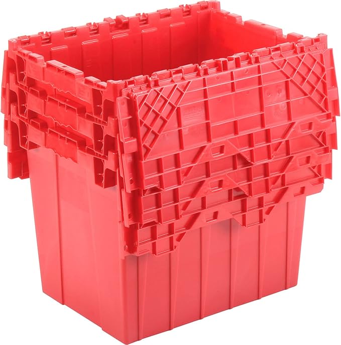 Global Industrial Distribution Container With Hinged Lid 21-7/8x15-1/4x17-1/4 Red
