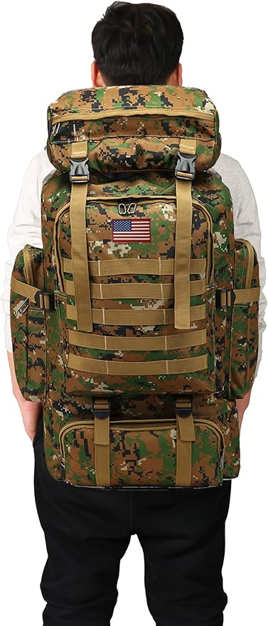 JUMAHE Rugged 80L Military Backpack for Men Versatile Waterproof and Breathable Ideal for Camping Hiking and Travel (Jungle)