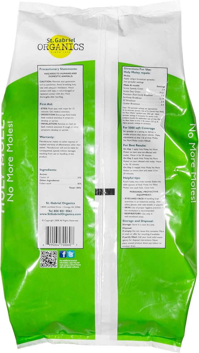 St. Gabriel Organics Holy Moley No More Moles 10lbs Pack of 2 – Backyard Animal Repellent Treats up to 10000 sq. ft.