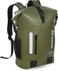 MARCHWAY Roll Top Waterproof Backpack Floating Dry Bag 20L/30L/45L with Ergonomic Rectangular Base Cushioned Back Hip Strap for Hiking Camping Kayaking Travel (Army Green 30L)