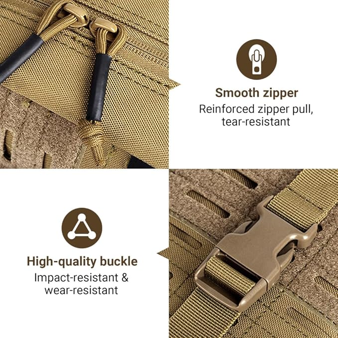 Tactical MOLLE Admin Bag Waterproof Tactical Molle Pouch Breathable Modular Tool Pouches for Sports Hiking Camping Traveling