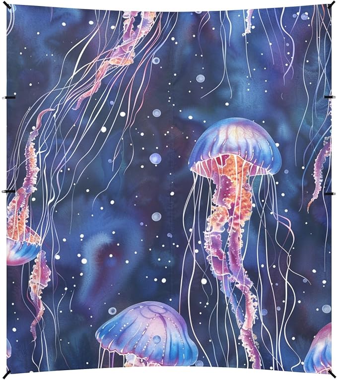 ALAZA Beautiful Jellyfish Watercolor Tropical Beach Tent Sun Shelter Portable Canopy Sunshade for Outdoor Camping Picnics Backyard Fun 10x9 ft