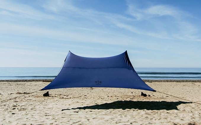 Neso Gigante Portable Beach Tent Sun Shelter - Lightweight Beach Shade Canopy - Easy Setup for Family Outings - Patented Reinforced Corners - UPF 50+ Sun Protection - 8ft Tall 11 x 11ft - Navy