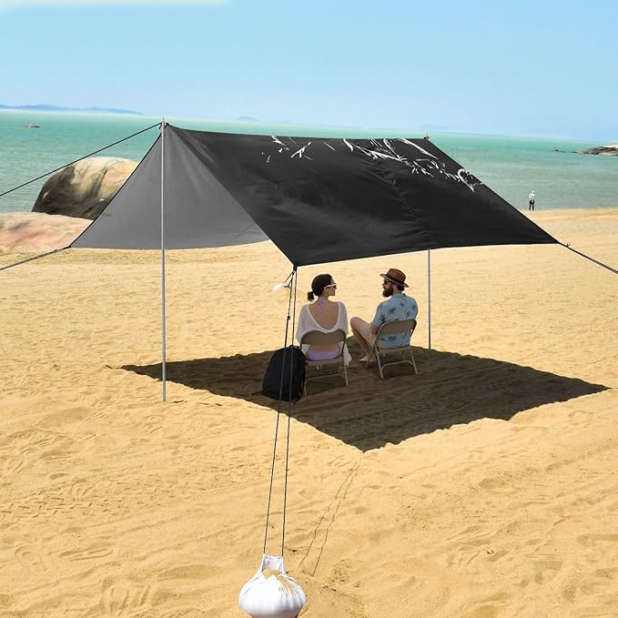 National Vietnam War Veterans Day Army Foldable Beach Cabana UPF50+ Lightweight Large Portable Sun Shelter with Sandbags &amp Sand Shovel for Camping Picnics Backyard